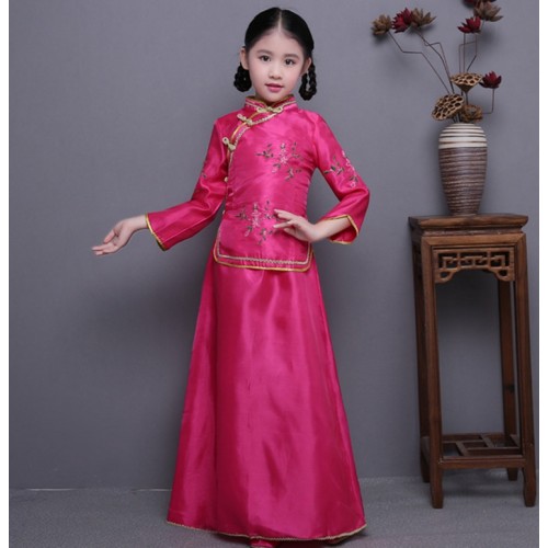 China traditional ancient dance costumes for girl's kids princess  children singers photos chorus dance dress